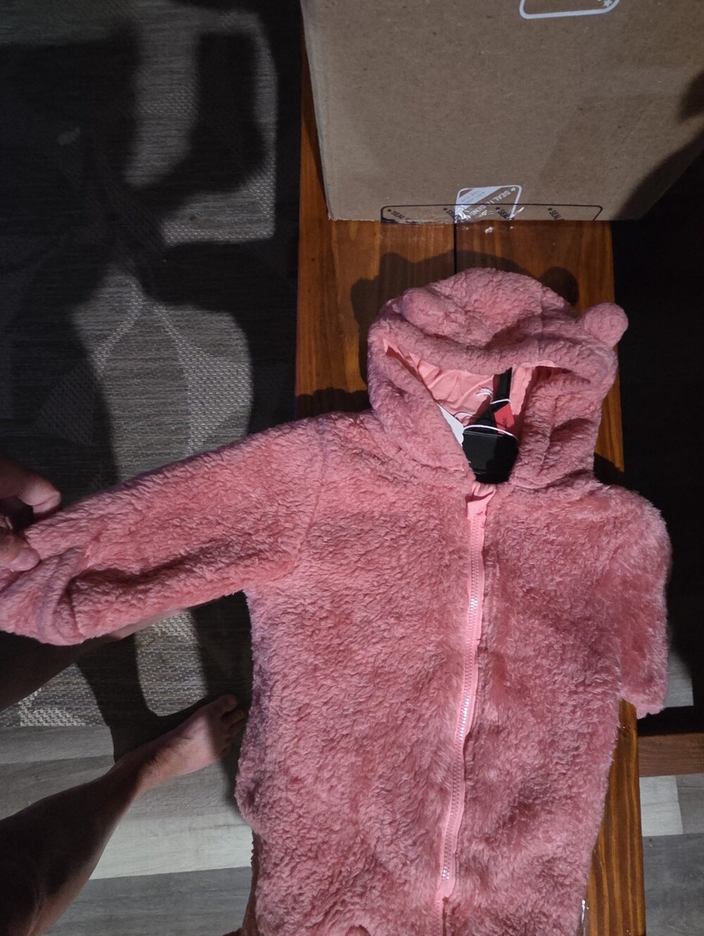 Pink Plush Hooded Kids Jacket - Soft Fleece Zip-Up